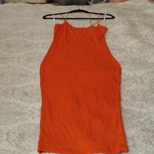 Jluxlabel Womans Orange V Neck Sleeveless Midi Dress, Size: M
